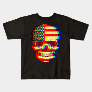 Skull America Glitch Kids T-Shirt
